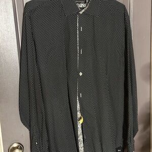 Men's Black and White Polka Dot Shirt Jacket